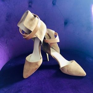 ***Sz 8 Joe’s Jeans Tan Suede Leather Wrap Heels